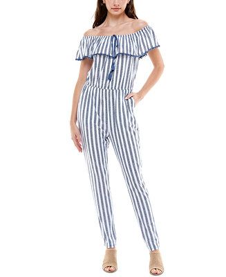 Planet Gold Juniors' Off-The-Shoulder Jumpsuit & Reviews - Leggings & Pants - Juniors - Macy's | Macys (US)