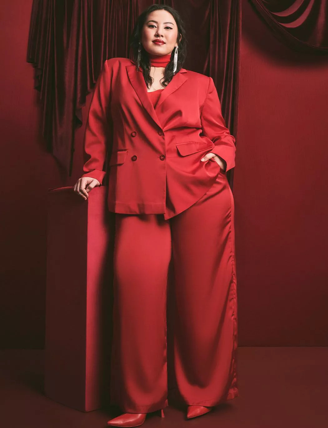 Wide Leg Satin Trouser | Eloquii