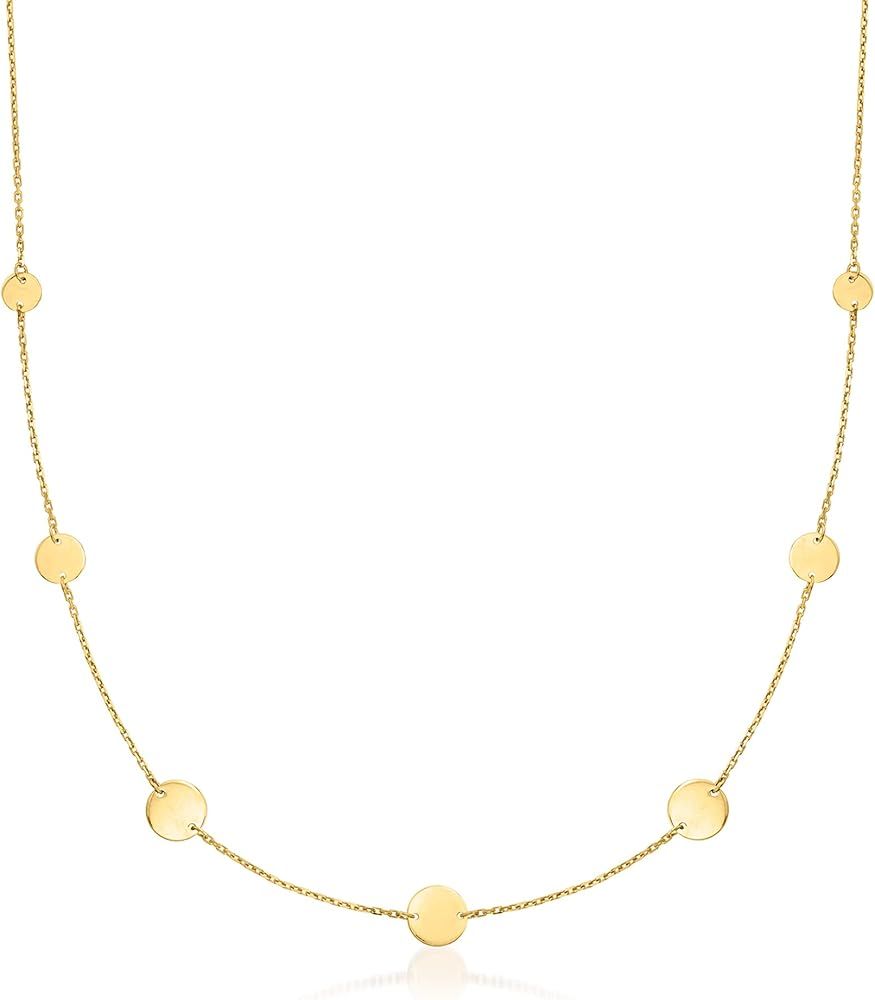 RS Pure by Ross-Simons Italian 14kt Yellow Gold Multi-Size Disc Station Necklace | Amazon (US)