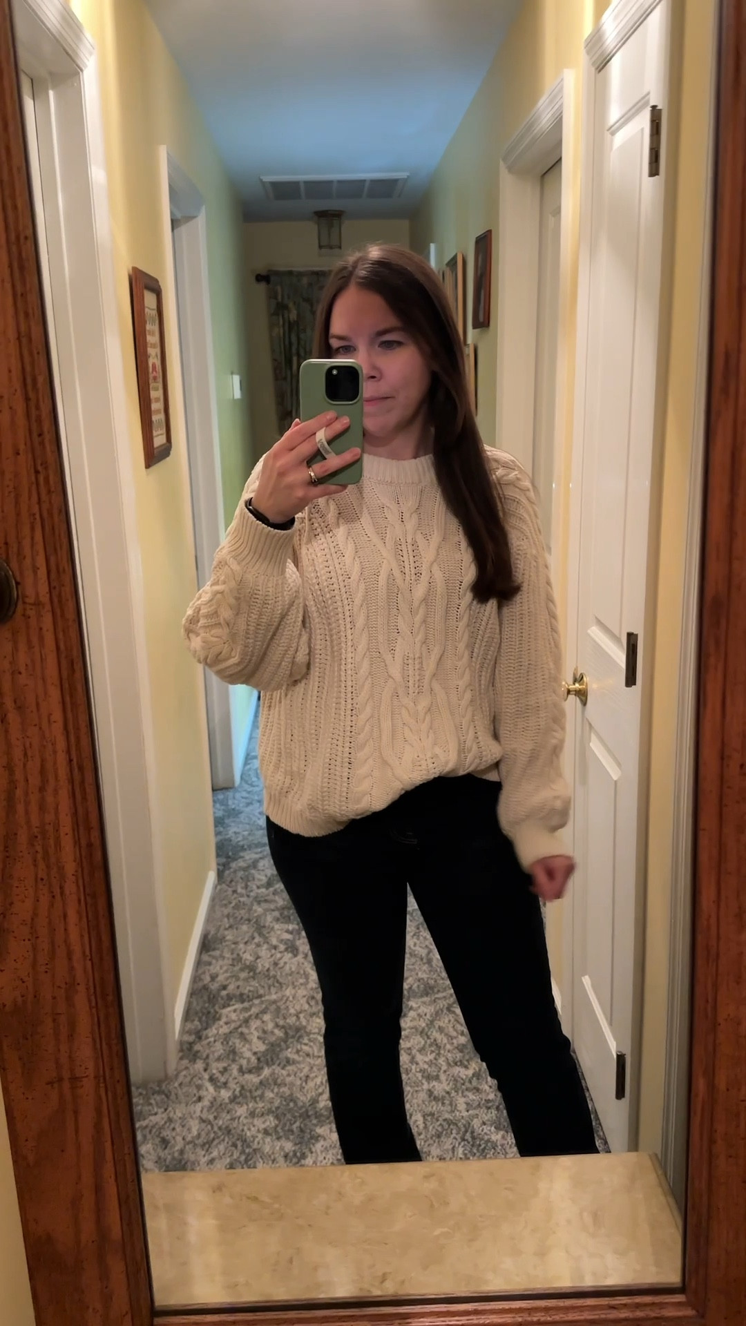 Free People cable knit sweater is great for the cold winter months. It’s a slightly oversized fit! Wearing a small. Christmas gift idea!

#LTKootd #LTKCyberWeek #LTKGiftGuide