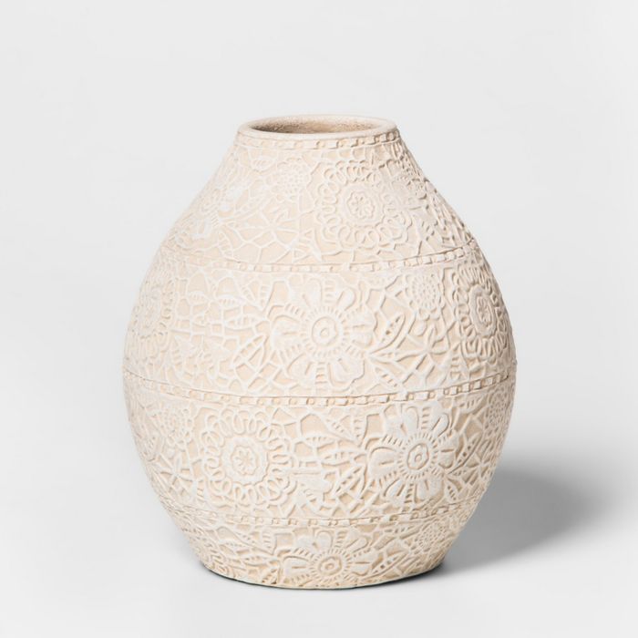 6.7" x 6" Earthenware Lace Vase White - Threshold™ | Target