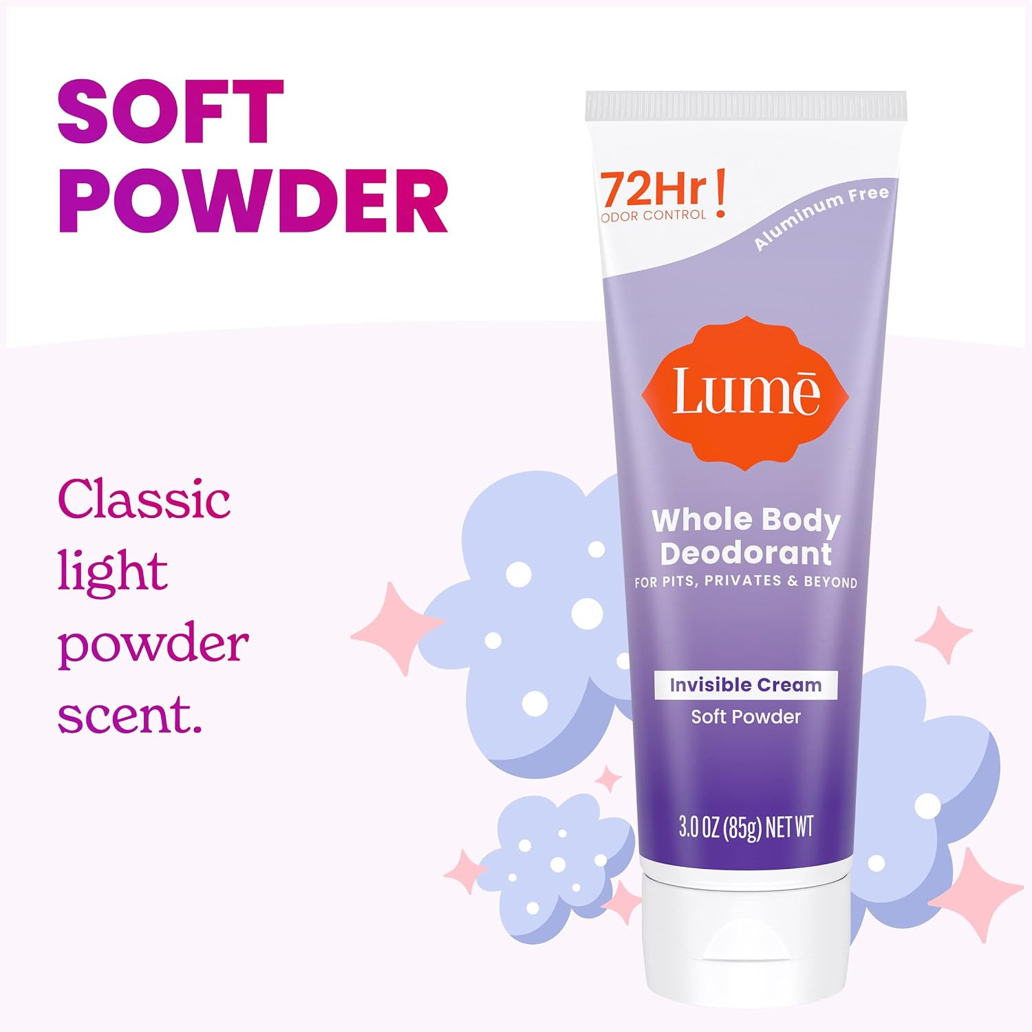 Lume Whole Body Deodorant - Invisible Cream Tube - 72 Hour Odor Control - Aluminum Free, Baking S... | Amazon (US)