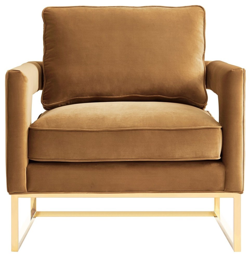 Avery Velvet Chair - Cognac | Houzz 