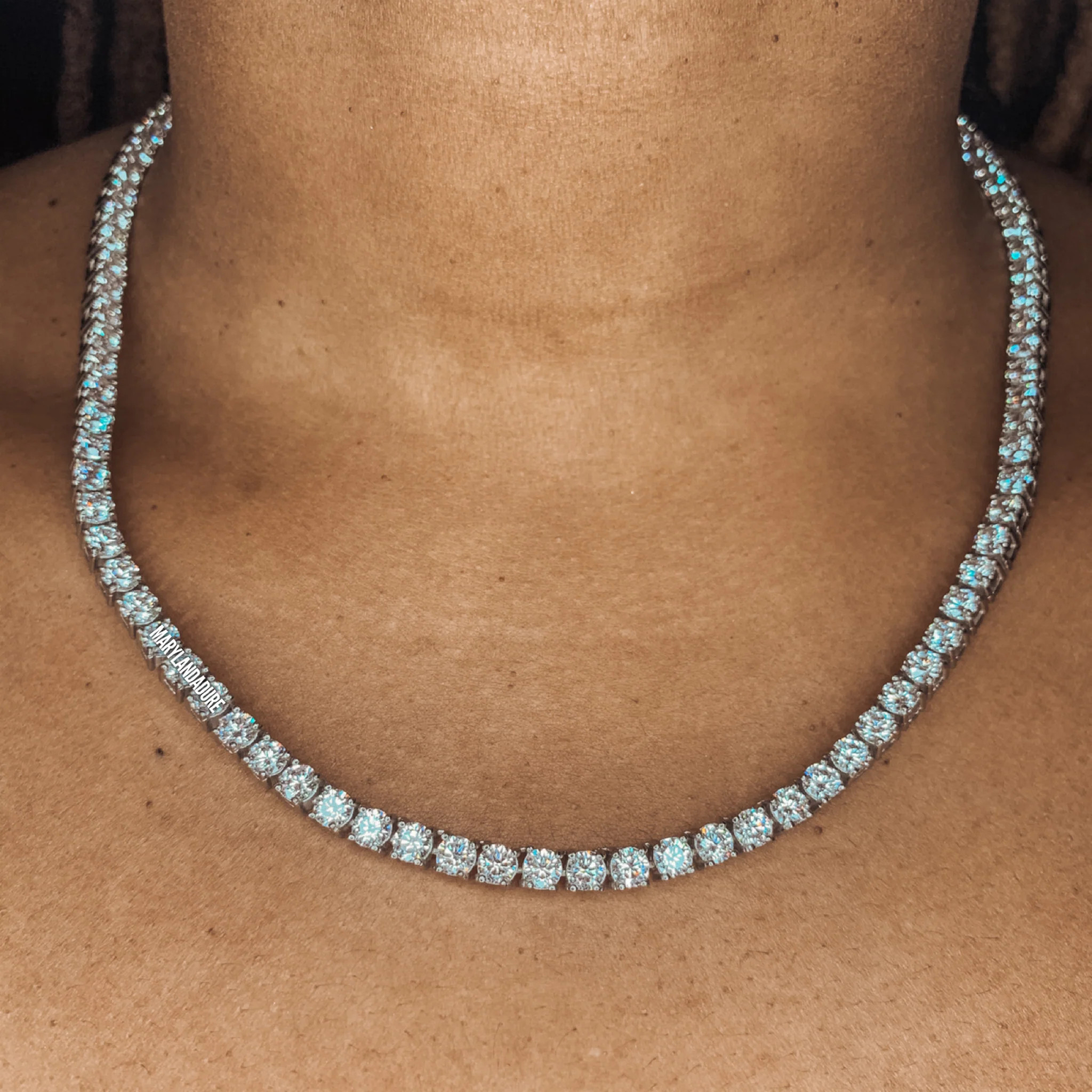 4mm Round Cut Zircon Tennis Necklace | Stainless Steel Jewelry | Maryland Adure