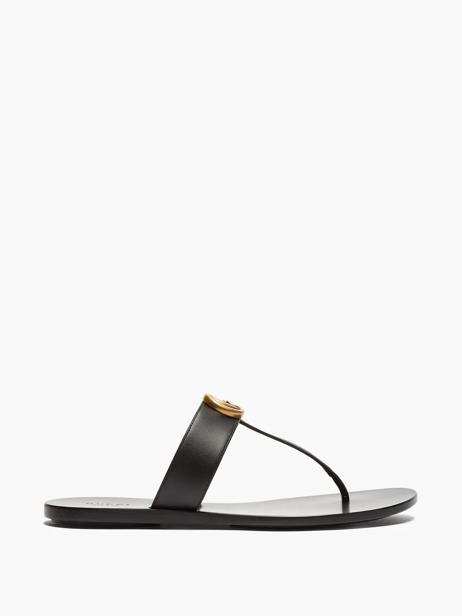 GG Marmont T-bar leather sandals | Matches (US)