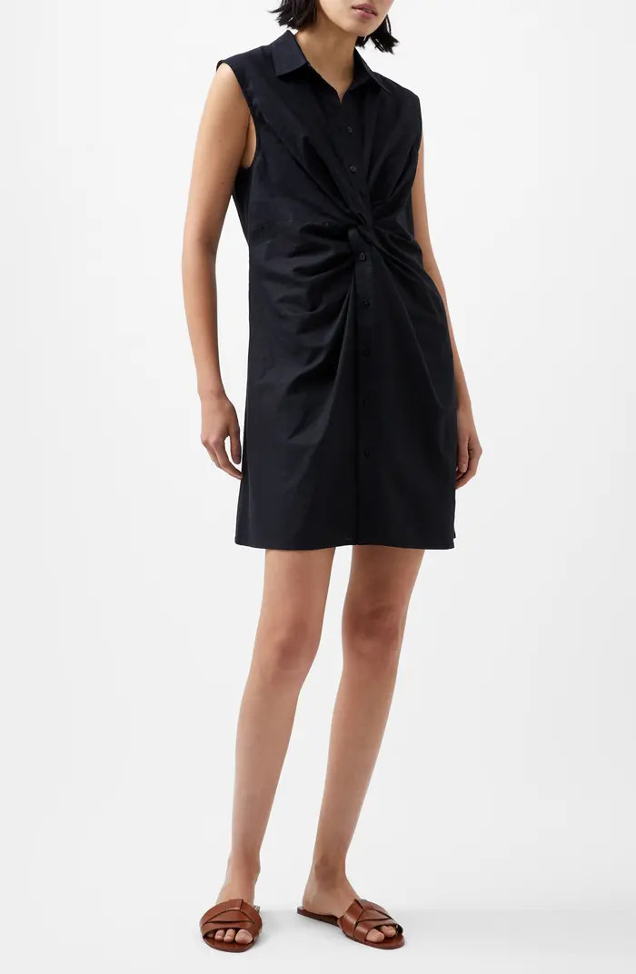Aofie Sleeveless Center Twist Linen Blend Shirtdress | Nordstrom