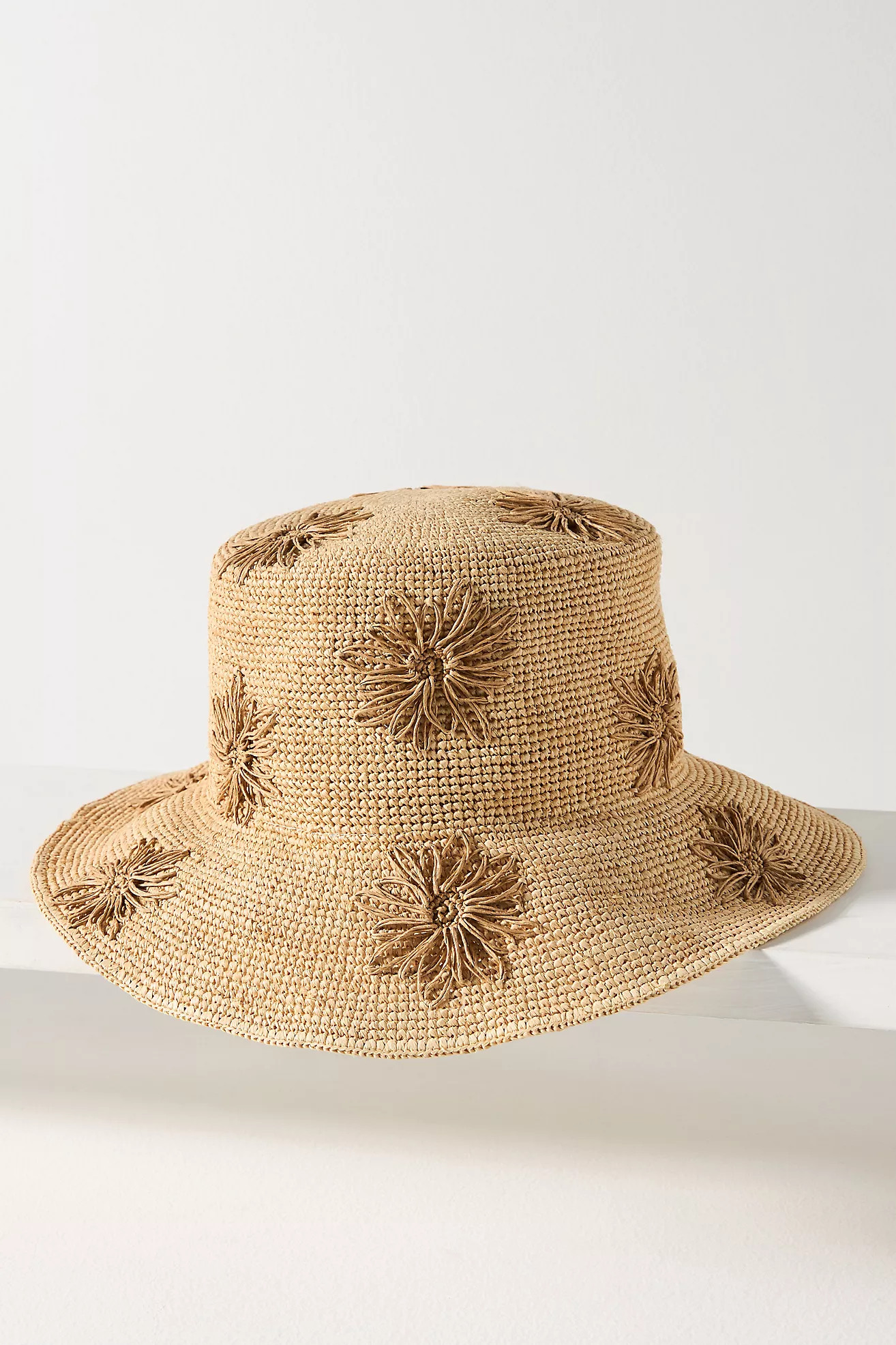 San Diego Hat Co. Floral Embroidered Straw Bucket Hat | Anthropologie (US)
