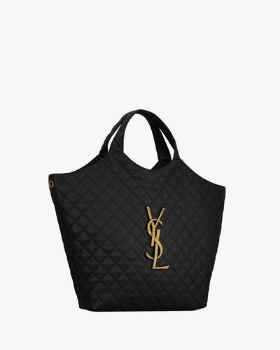 Maxi shopping bag with toggle closure, featuring a removable zipped pouch, decorated with carré-... | Saint Laurent Inc. (Global)