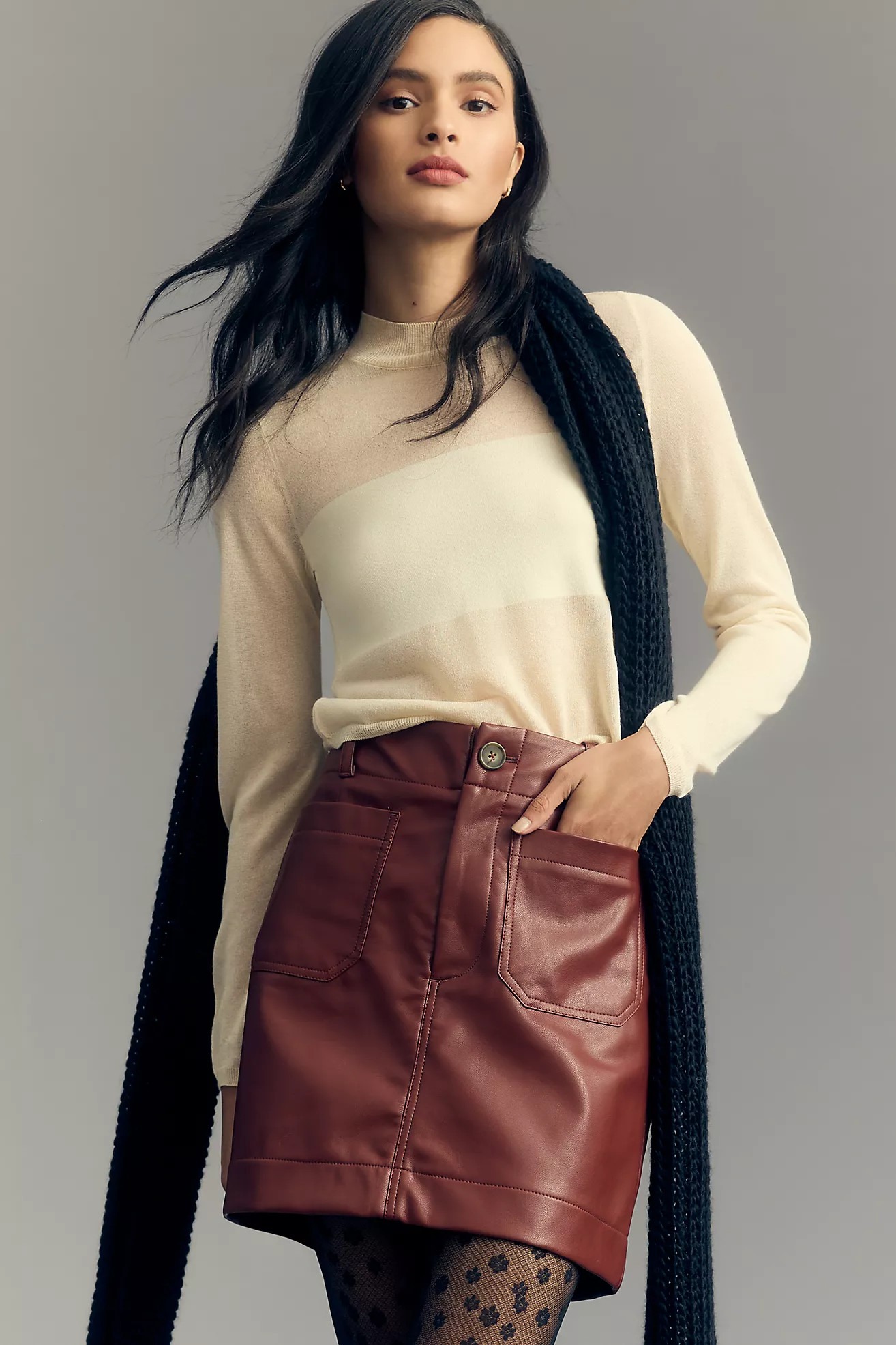 The Colette Faux Leather Mini Skirt by Maeve | Anthropologie (US)