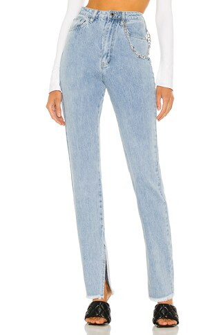 WeWoreWhat Slit Hem Jean in Blue Light Wash from Revolve.com | Revolve Clothing (Global)