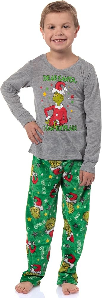 Dr. Seuss GRINCH Boys' Dear Santa, I Can Explain Kids Pajama Lounge Sleep Set | Amazon (US)