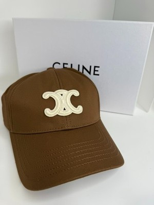 Celine Triomphe Brown/Cream Adjustable Baseball Cap Women's Medium | eBay US