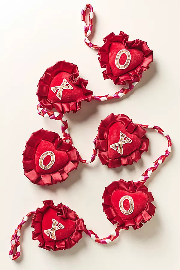 XOXO Velvet Heart Garland | Anthropologie (US)