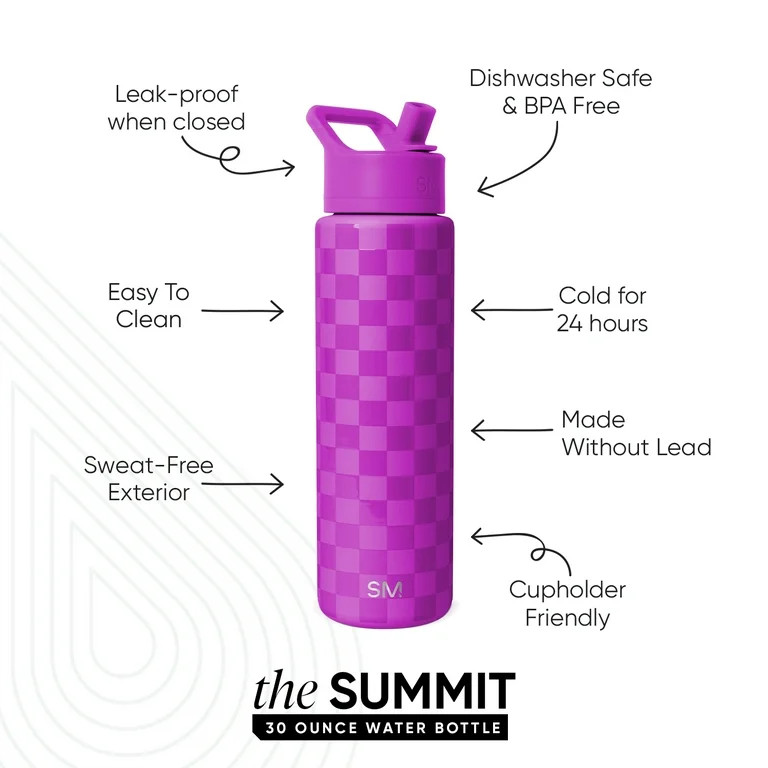 Simple Modern 30 fl oz Insulated Stainless Steel Summit Wide Mouth Water Bottle with Straw Lid | ... | Walmart (US)