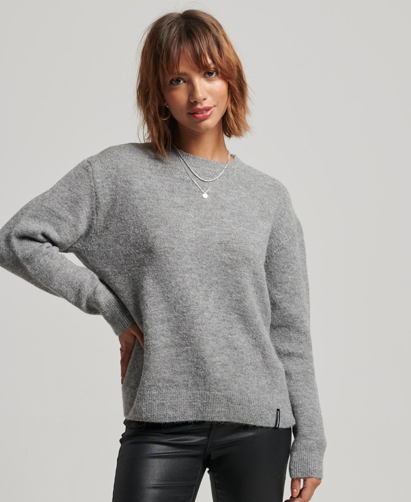 Womens - Essential Super Soft Crew Neck Jumper in Light Grey | Superdry | Superdry (UK)