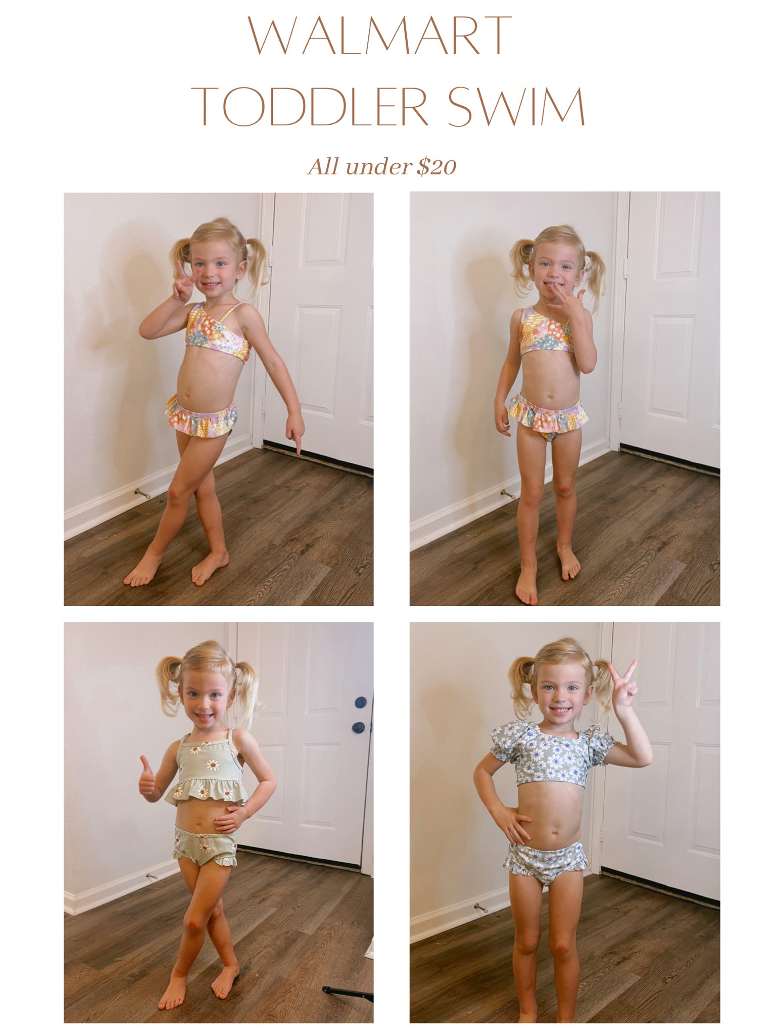 Mamas, don’t sleep on Walmart swim! Most of these styles are under $10!! So, so cute! 🫶🏻🤍  Kollier is wearing a 4T in all but could use a 3! 

#LTKkids