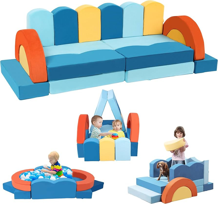 22Pcs Modular Kids Play Couch for Toddler - Kids Sofa Bed for Playroom, Convertible Furniture Oce... | Amazon (US)