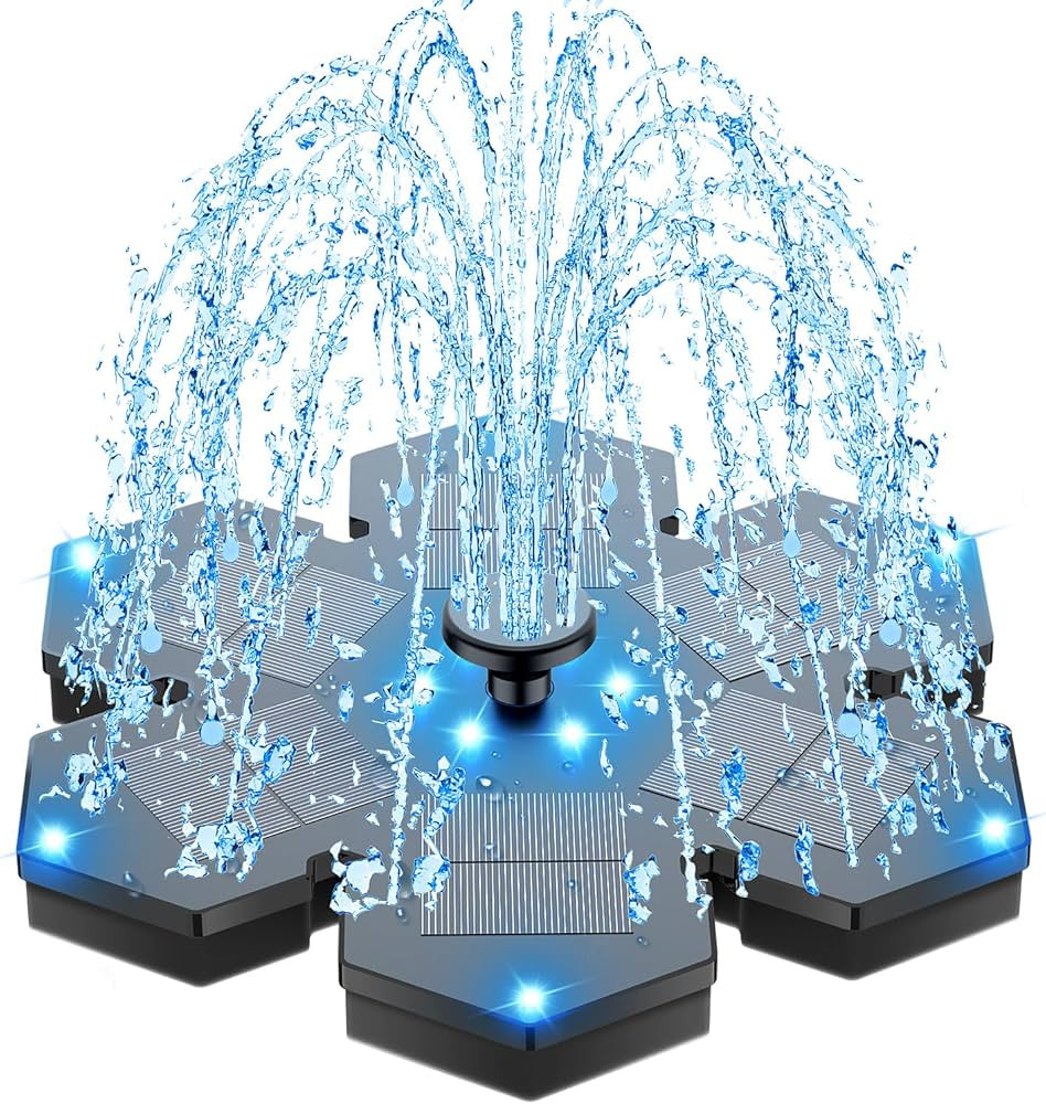 SZMP Solar Fountain 2025 Upgraded, 3.5W Snowflake Double Layer Colorful Lights, 2000mAh Battery 4... | Amazon (US)