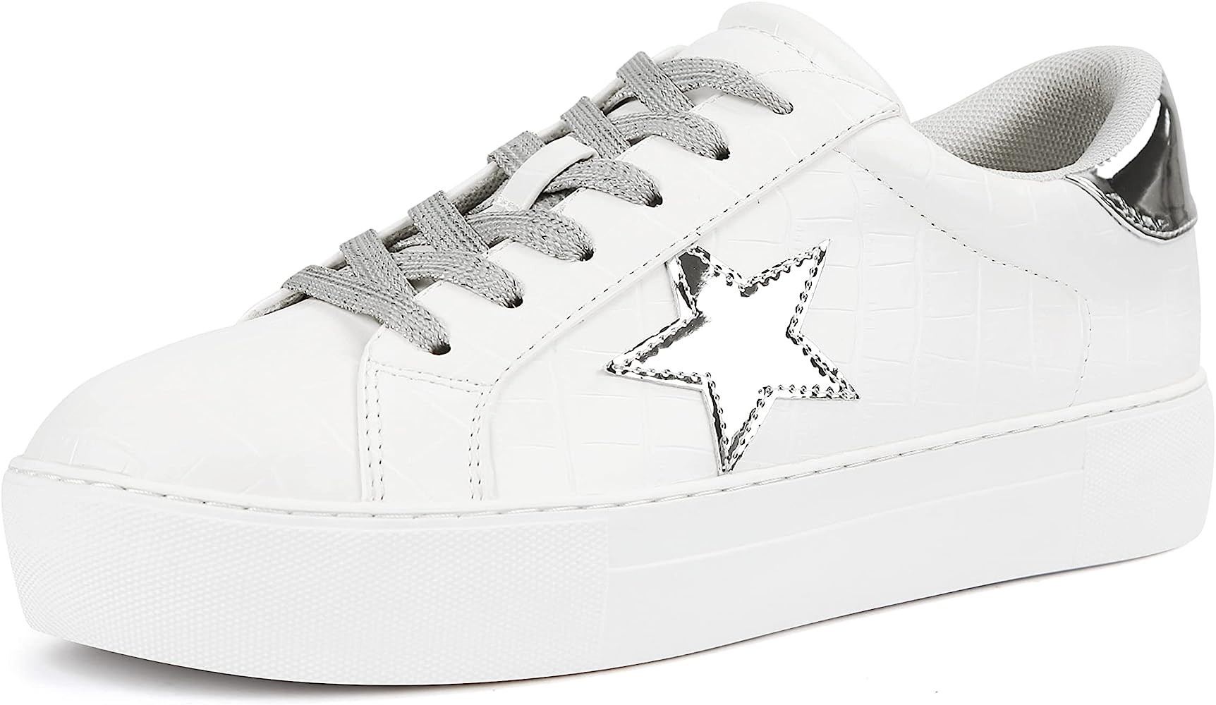 PARTY Women's Fashion Star Sneaker Lace Up Low Top Comfortable Cushioned Walking Shoes | Amazon (US)