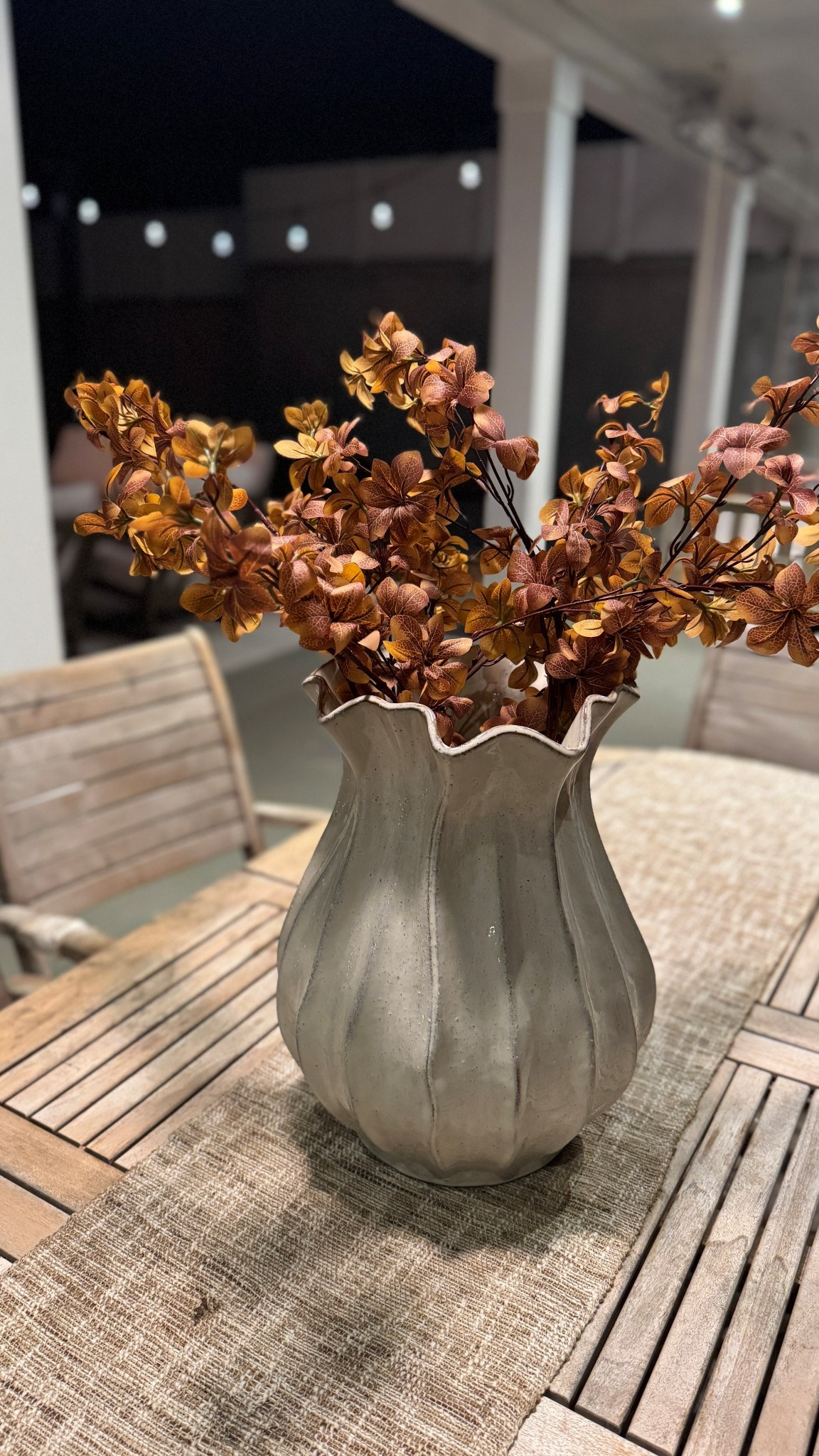 I found this beautiful glazed ceramic vase from Hearth & Hand with Magnolia — and you can find it at Target! I love its oversized shape; it’s the perfect statement piece for displaying seasonal stems all year long. The teak table is from Lowe’s, and it pairs perfectly with the warm tones of the vase.

#TargetFinds #HearthAndHand #MagnoliaHome #TargetHome #LowesFinds #HomeDecor #CeramicVase #VaseDecor #TeakTable #OutdoorDecor #HomeStyling #InteriorDesign #ModernClassic #SeasonalDecor #HomeInspo

#LTKStyleTip #LTKHome #LTKSaleAlert