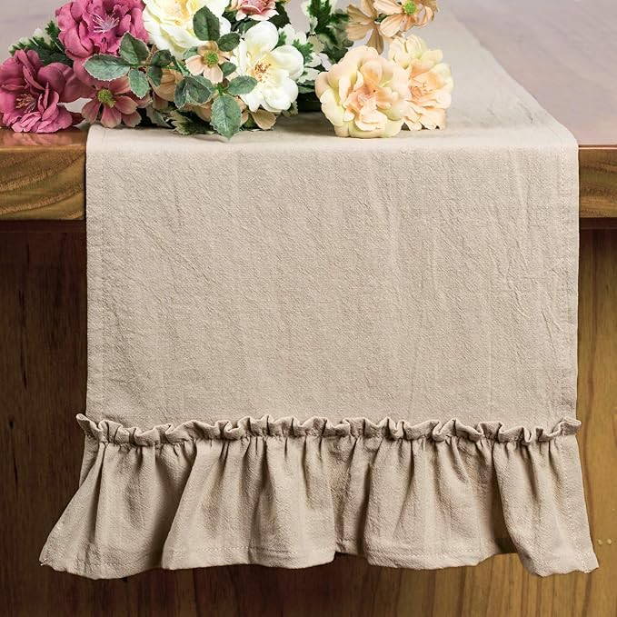 Letjolt Table Runner Spring Table Runner 108 Inches Ruffle Rustic Fabric Decor Wedding Baby Showe... | Amazon (US)