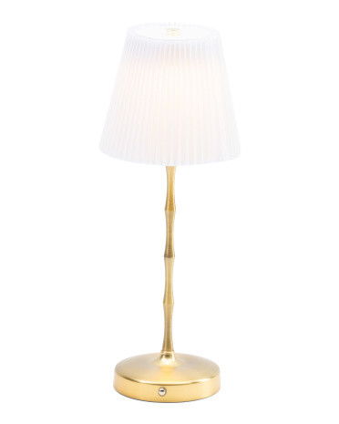 4.5x15.5 Bamboo Textured Iron Rechargeable Lamp With Fluted Shade | Lighting | Marshalls | Marshalls