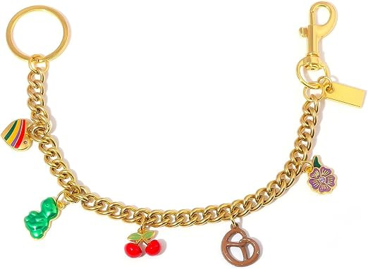 SONGCHANGJEWELRY Cute Bag Charm Keychain for Women, Multi-Pendant Cherry Dinosaur Heart Pretzel F... | Amazon (US)