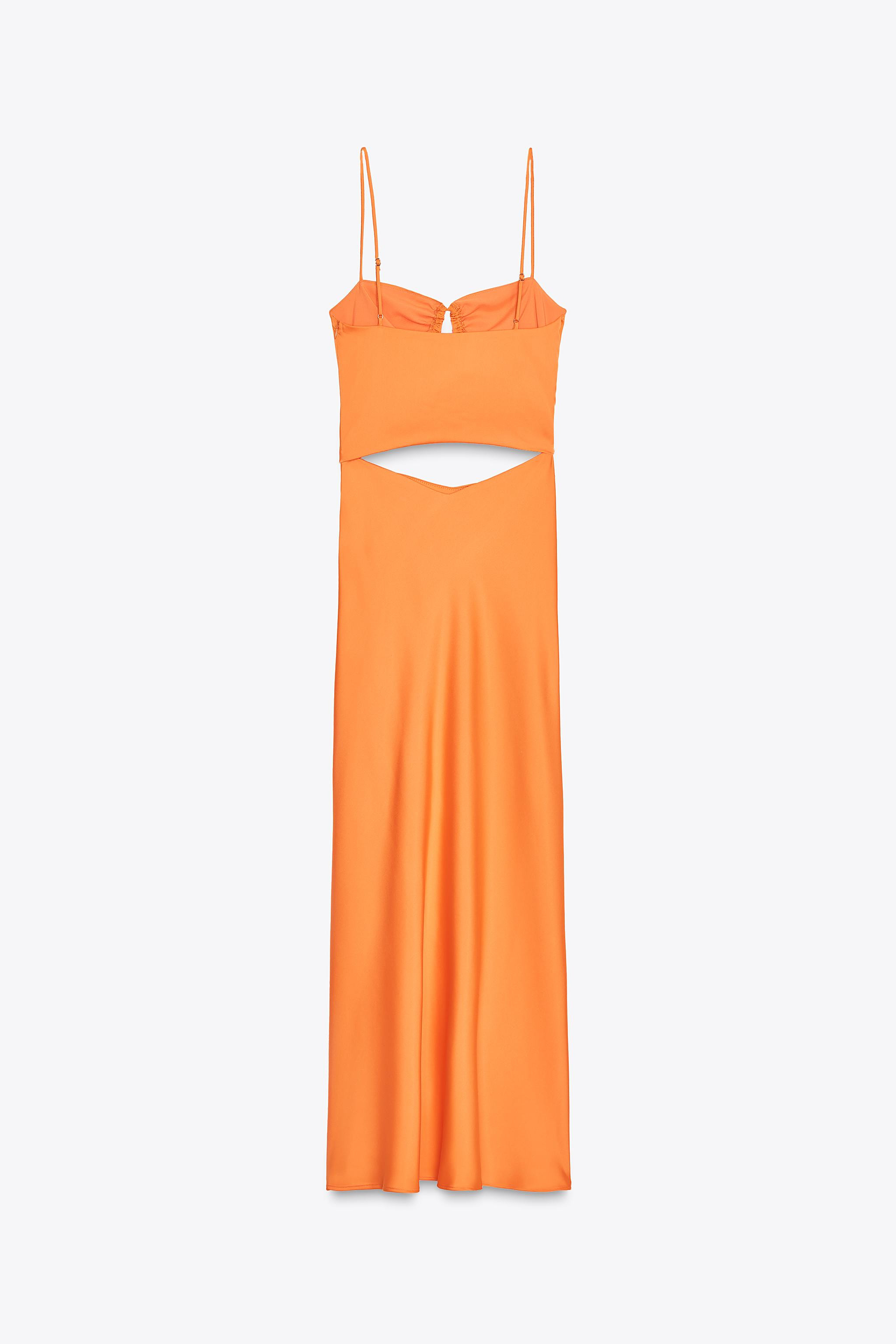 SATIN CUT OUT MIDI DRESS | Zara US