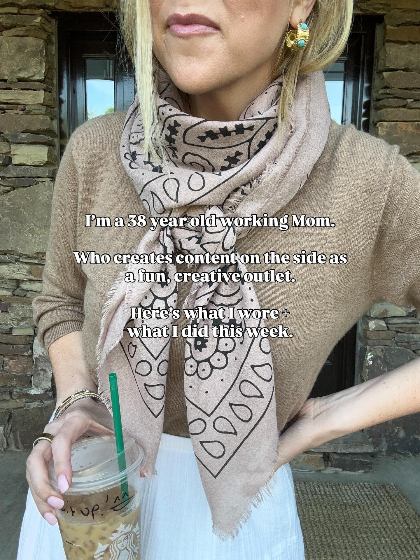 I’m a 38 year old working Mom.

Who creates content on the side as a fun, creative outlet. 

Here’s what I wore + what I did this week.