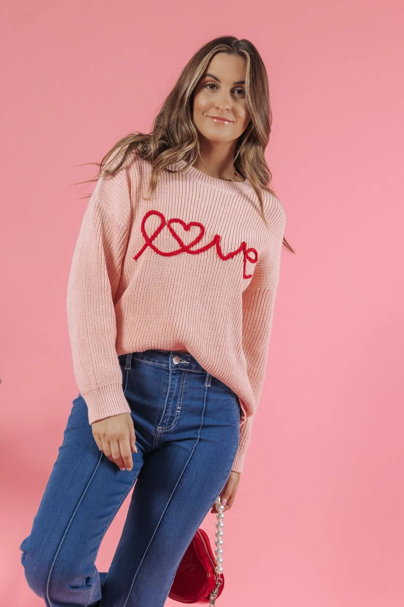 Pink Love Chunky Knit Sweater | Magnolia Boutique