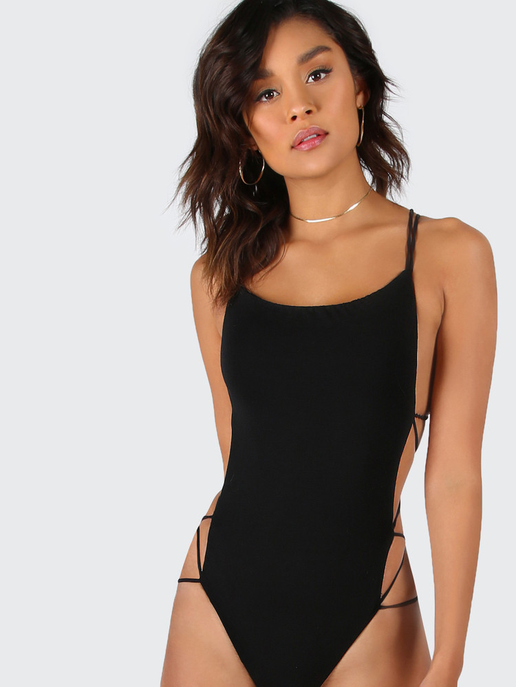 SHEIN Strappy Open-Back Cheeky Bodysuit | SHEIN