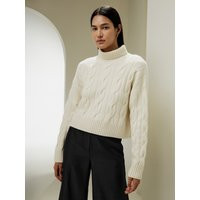 LILYSILK Cashmere Sweater Female White Pure Cashmere Slouchy Turtleneck Sweater L | LilySilk