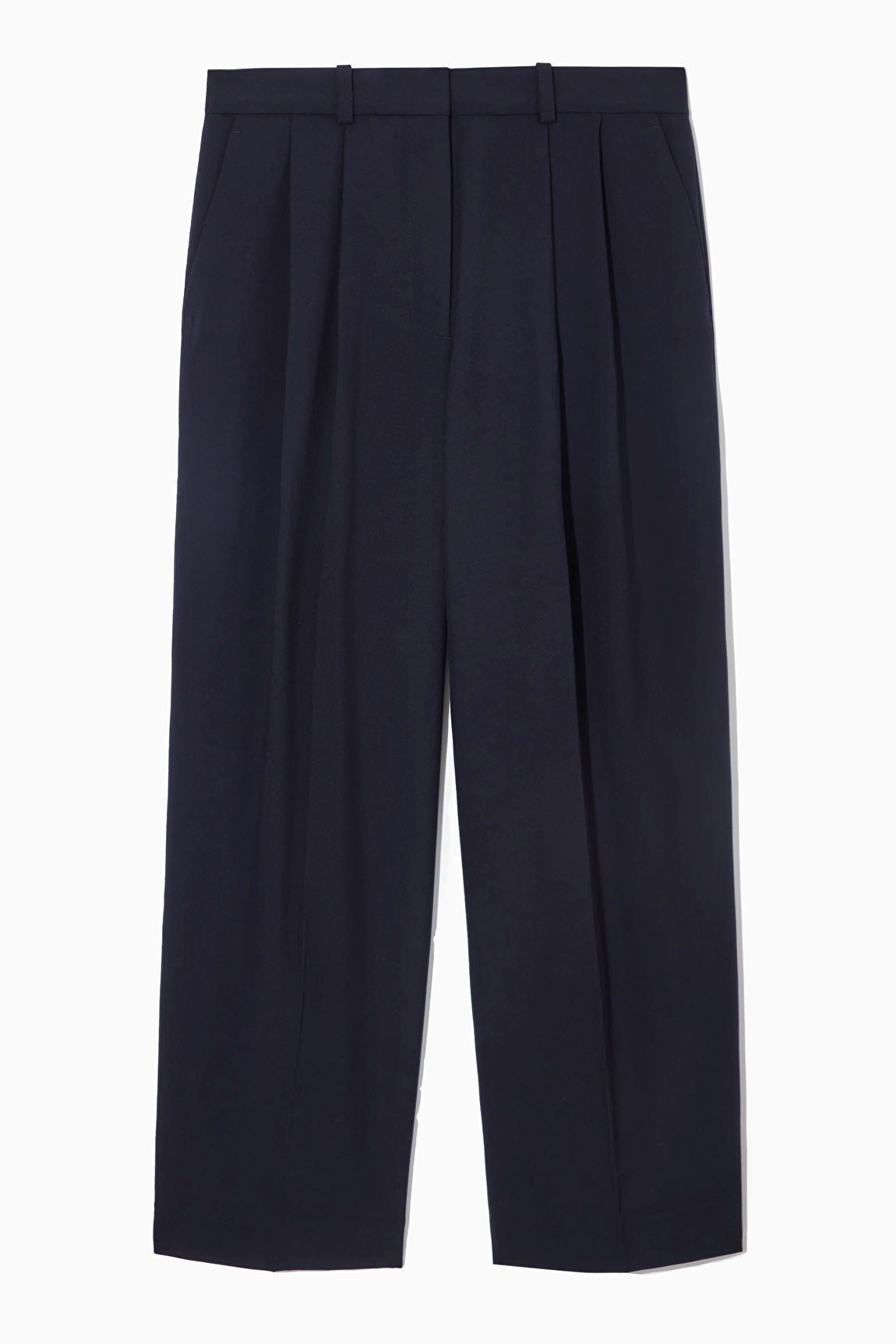 WIDE-LEG TAILORED WOOL TROUSERS - NAVY - COS | COS UK