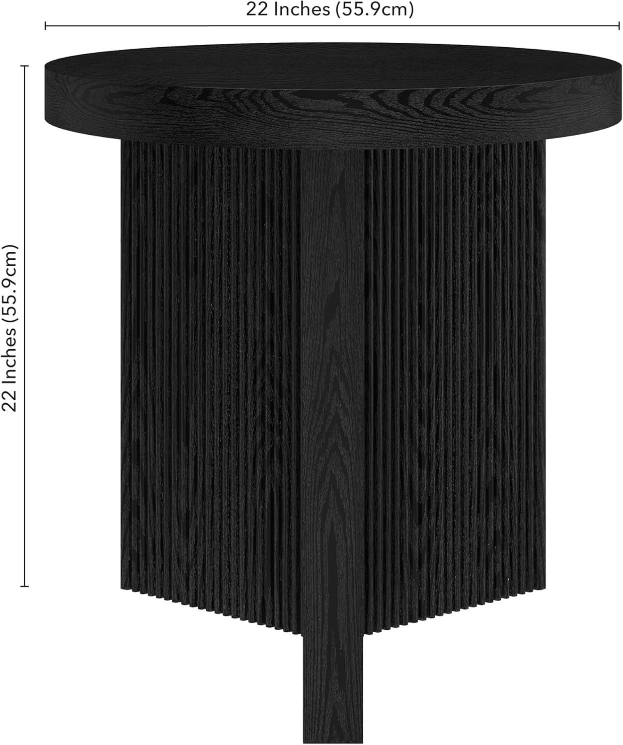 Henn&Hart 22" Wide Round Side Table in Natural Black, for Home, Living Room, Bedroom, Entertainme... | Amazon (US)