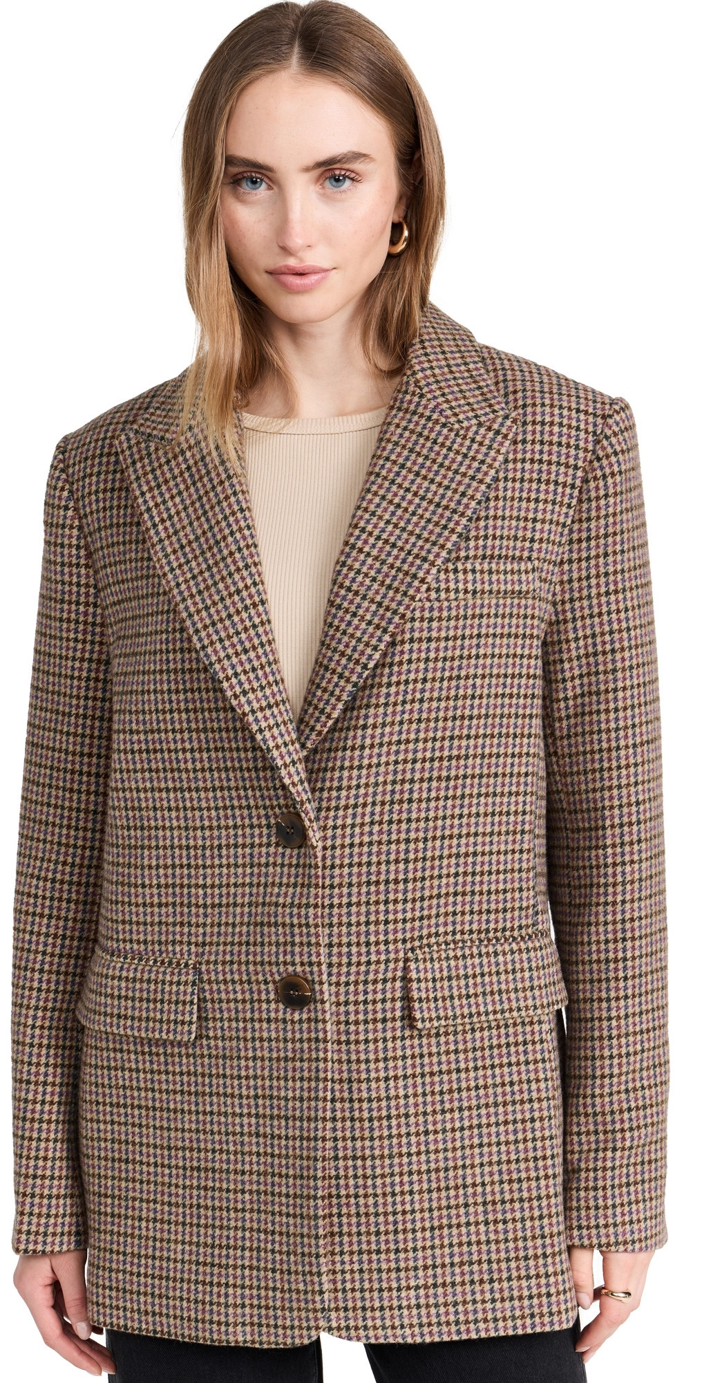 ASTR the Label Pauline Blazer Brown Purple Multi M | Shopbop