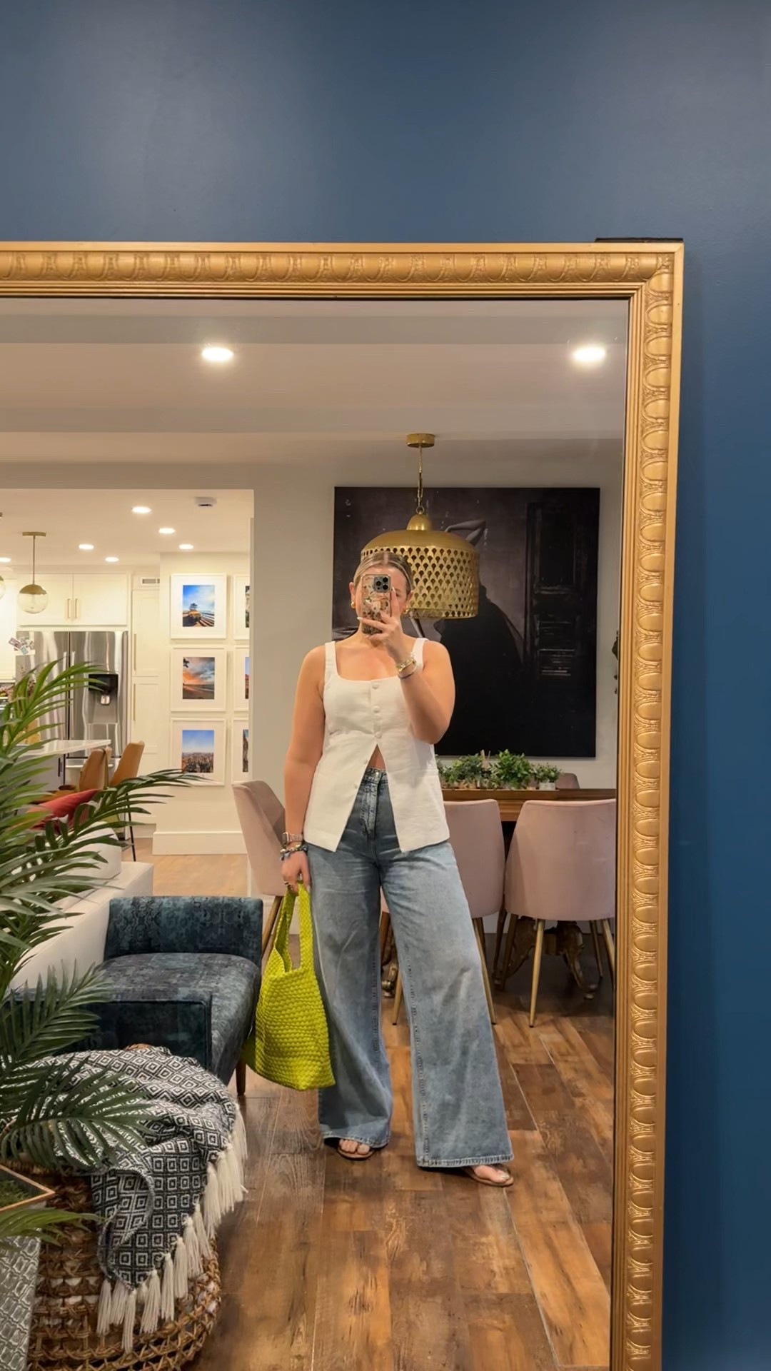 Spring outfit, button vest wearing a large, wide leg jeans great for taller girls wearing a 12

#LTKFindsUnder50 #LTKMidsize #LTKStyleTip