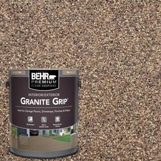 BEHR PREMIUM 1 Gal. Tan Granite Grip Decorative Flat Interior/Exterior Concrete Floor Coating-655... | The Home Depot