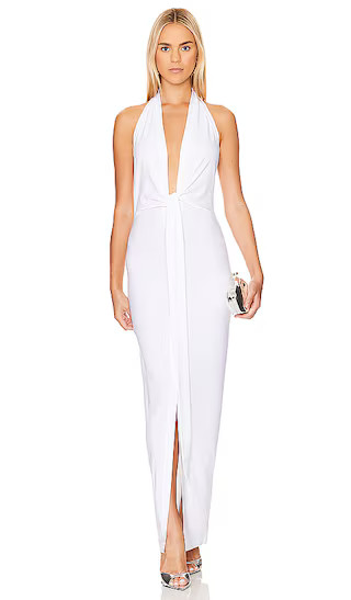 Tie Front Halter Gown in Snow White | Revolve Clothing (Global)