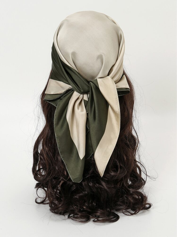 1pc Two Tone Fashion Scarf Satin Turban Head Wrap For Women - Soft Chemo Hat, Headscarf, Hijab Ca... | SHEIN