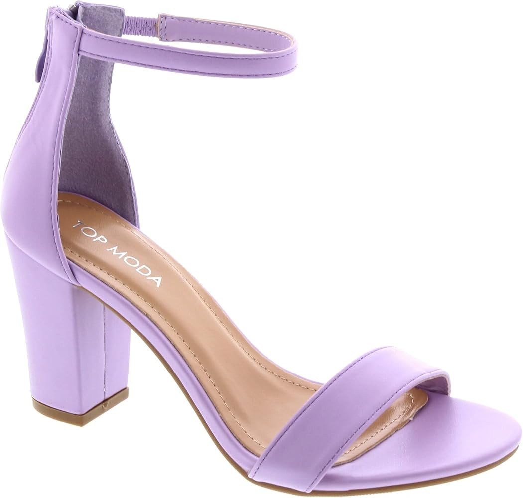 TOP Moda Womens Hannah-1 Platform Chunky Heel Metallic Glitter Party Ankle Strap High Heel Sandal | Amazon (US)