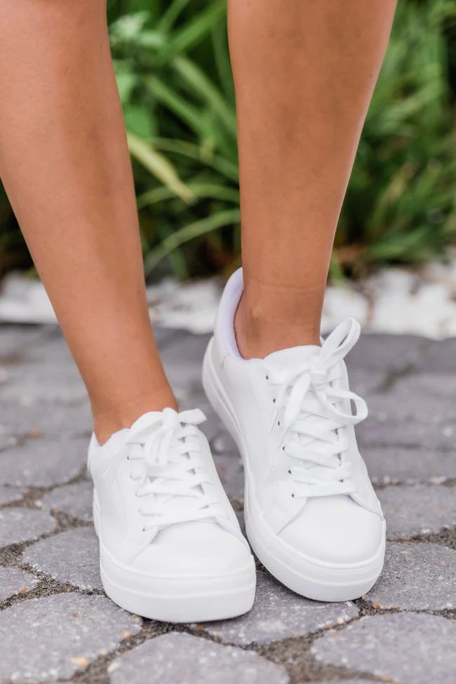The Jenny Solid Sneakers White | The Pink Lily Boutique