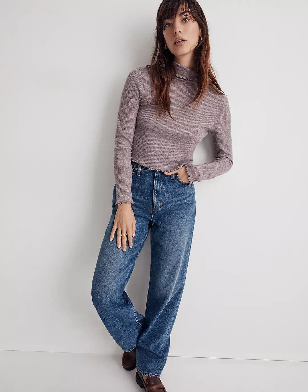 Ribbed Long-Sleeve Turtleneck Crop Top | Madewell