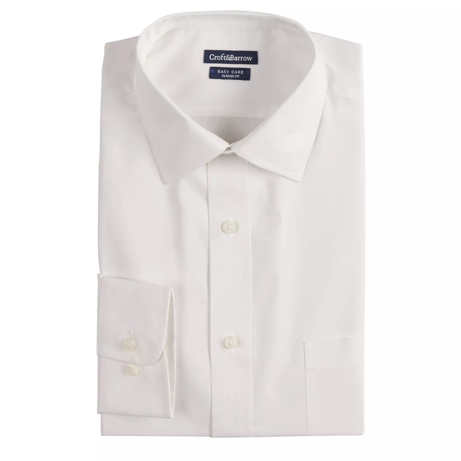 Big & Tall Croft & Barrow® Classic-Fit Easy-Care Spread-Collar Dress Shirt, Men's, Size: 18.5 36/7T, White | Kohl's