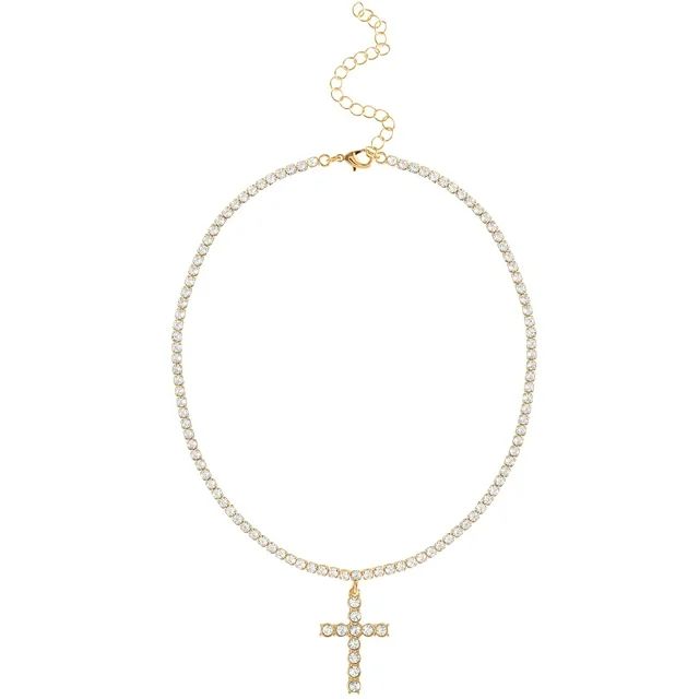 Jessica Simpson Crystal Cross Necklace | Walmart (US)