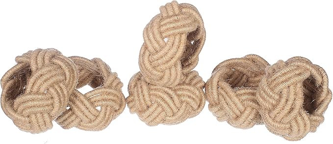Alpha Living Home Nautical Coastal Jute Napkin Rings Set of 6, Beach Napkin Holders, Napkin Rings... | Amazon (US)