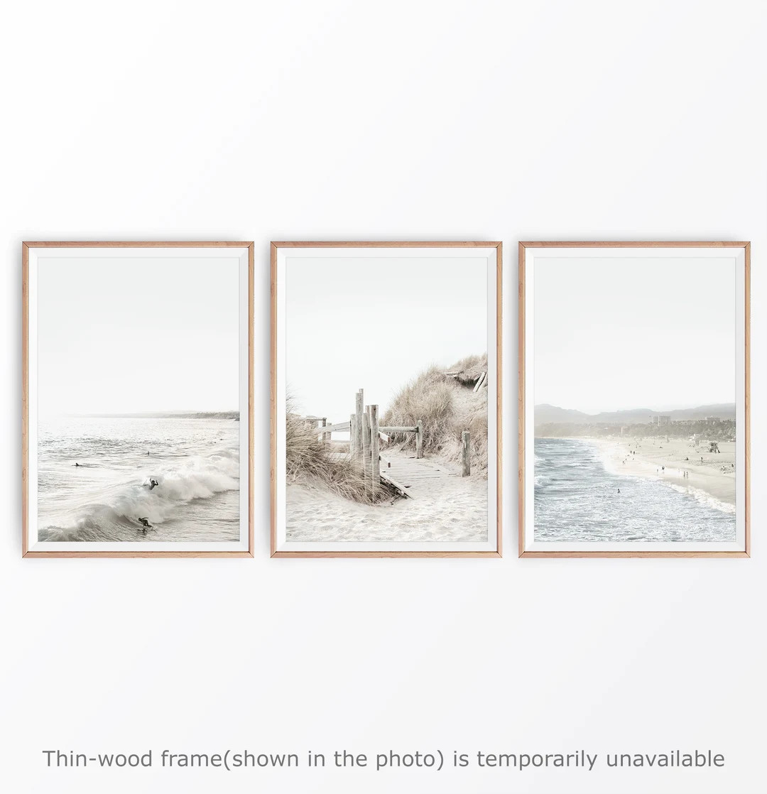 Beach Set of 3 Prints Boho Decor Landscape Photo Set Neutral Tones Ocean Pastel Coastal Set Lands... | Etsy (US)