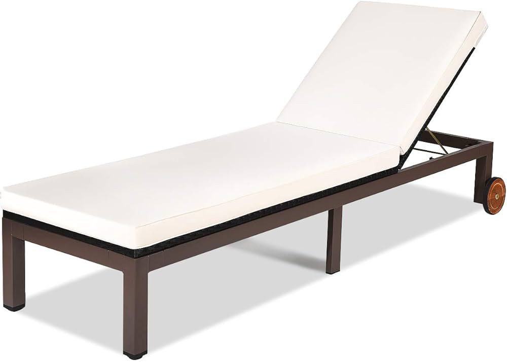 HAPPYGRILL Patio Chaise Lounge Chair Outdoor Rattan Lounger Recliner Chair Adjustable Position Fo... | Amazon (US)