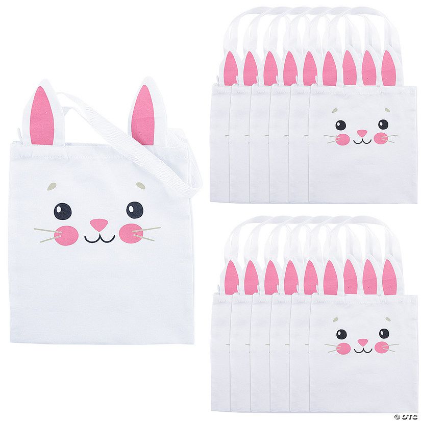 10" x 11" Medium Easter Bunny Canvas Tote Bags - 12 Pc. | Oriental Trading Company