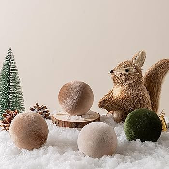 Christmas Balls Ornaments, 15 Pcs Green & Brown Christmas Tree Ornaments with Velvet, Multicolor ... | Amazon (US)