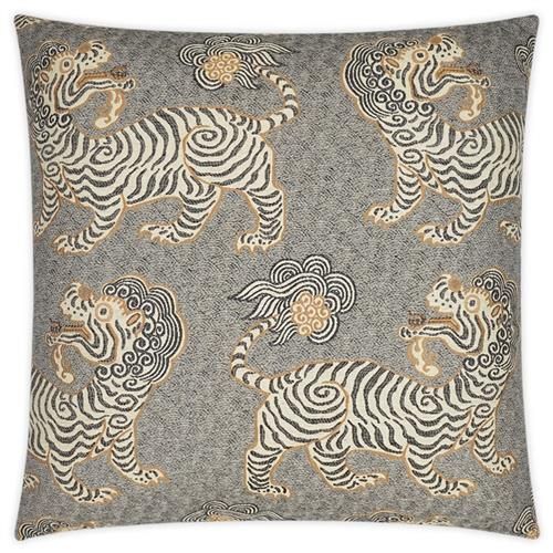Harper Global Bazaar Grey Dragon Feather Down Decorative Throw Pillow - 24x24 | Kathy Kuo Home